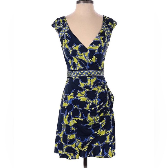 BCBGMAXAZRIA Casual Dress -Sheath: Blue Print Dress size extra small - Picture 1 of 8